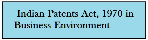 Indian Patents Act, 1970 in Business Environment